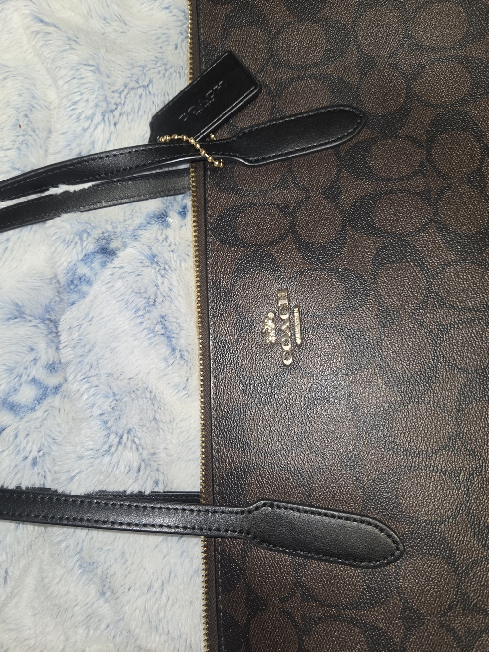 Coach Signature Brown Tote Bag with Black Straps - Picture 12 of 14